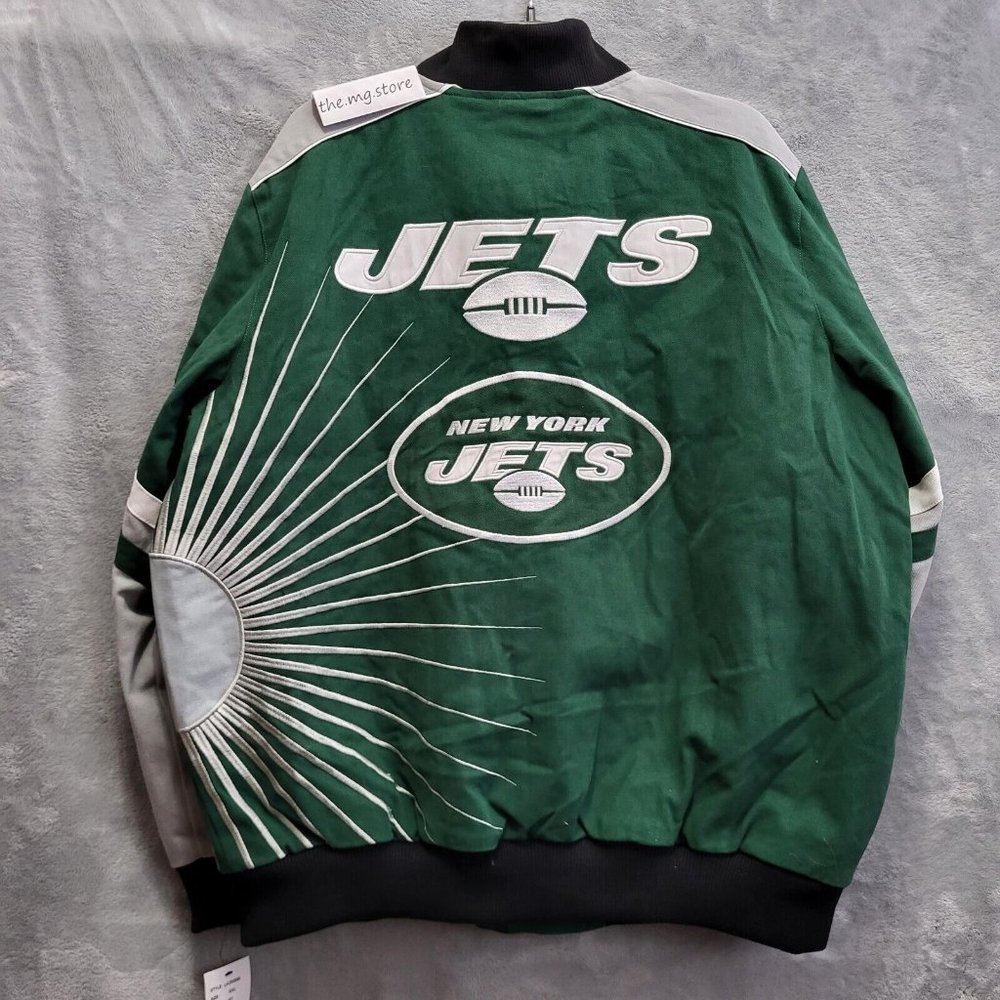New York Jets Green Extreme by Carl Banks G-III Redzone Full-Snap Varsity Jacket - Picture 2 of 6